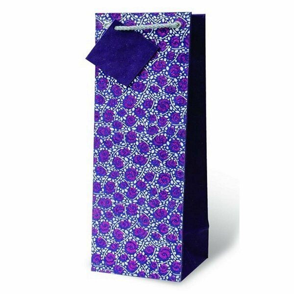 Wrap-Art Glitter Floral Wine Bottle Gift Bag Pink &amp; Purple 17849